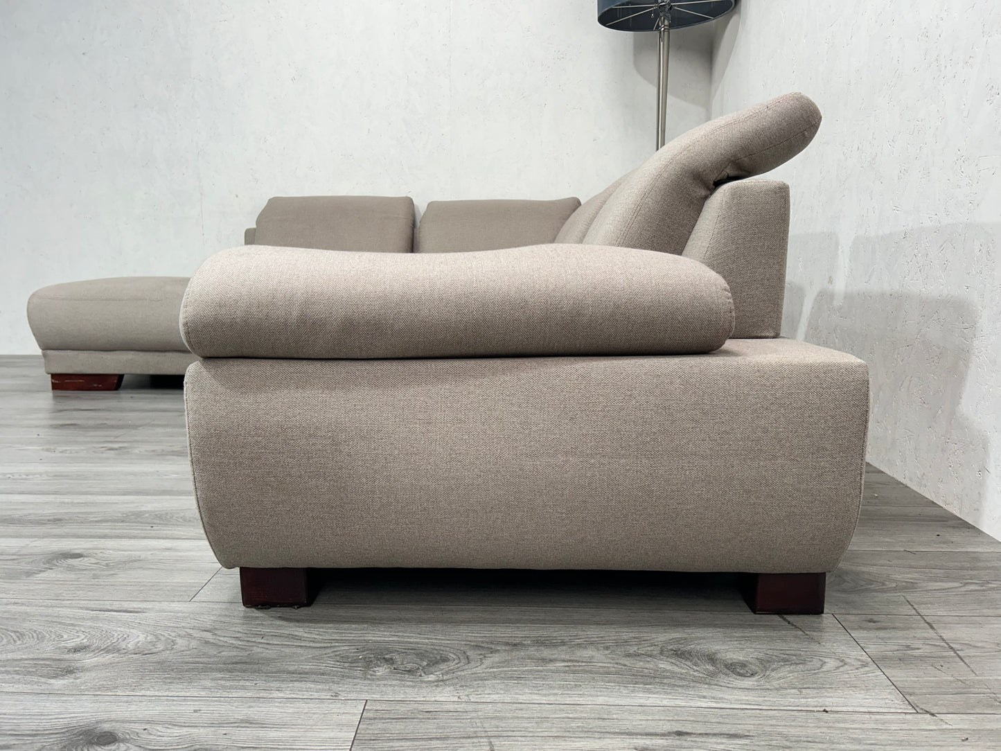 H&H Beige Hoekbank ~ Verstelbare Hoofdsteunen