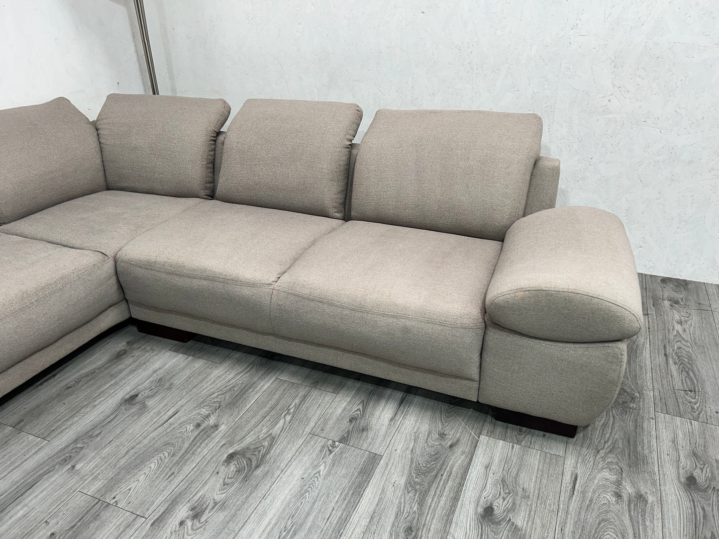 H&H Beige Hoekbank ~ Verstelbare Hoofdsteunen