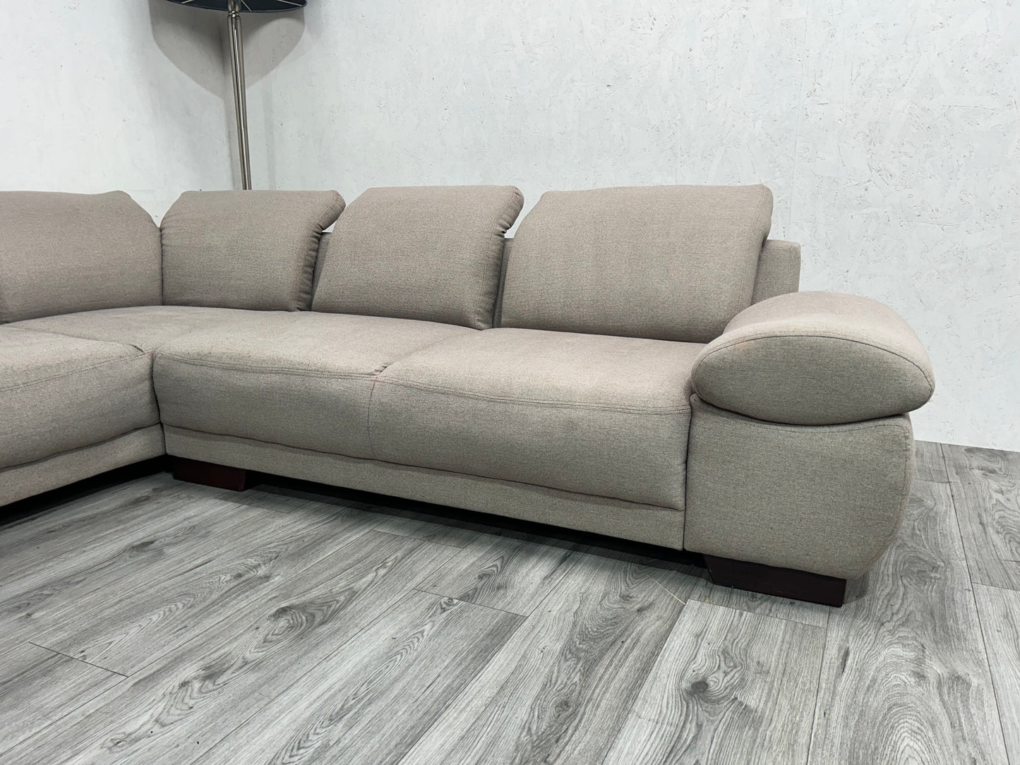 H&H Beige Hoekbank ~ Verstelbare Hoofdsteunen