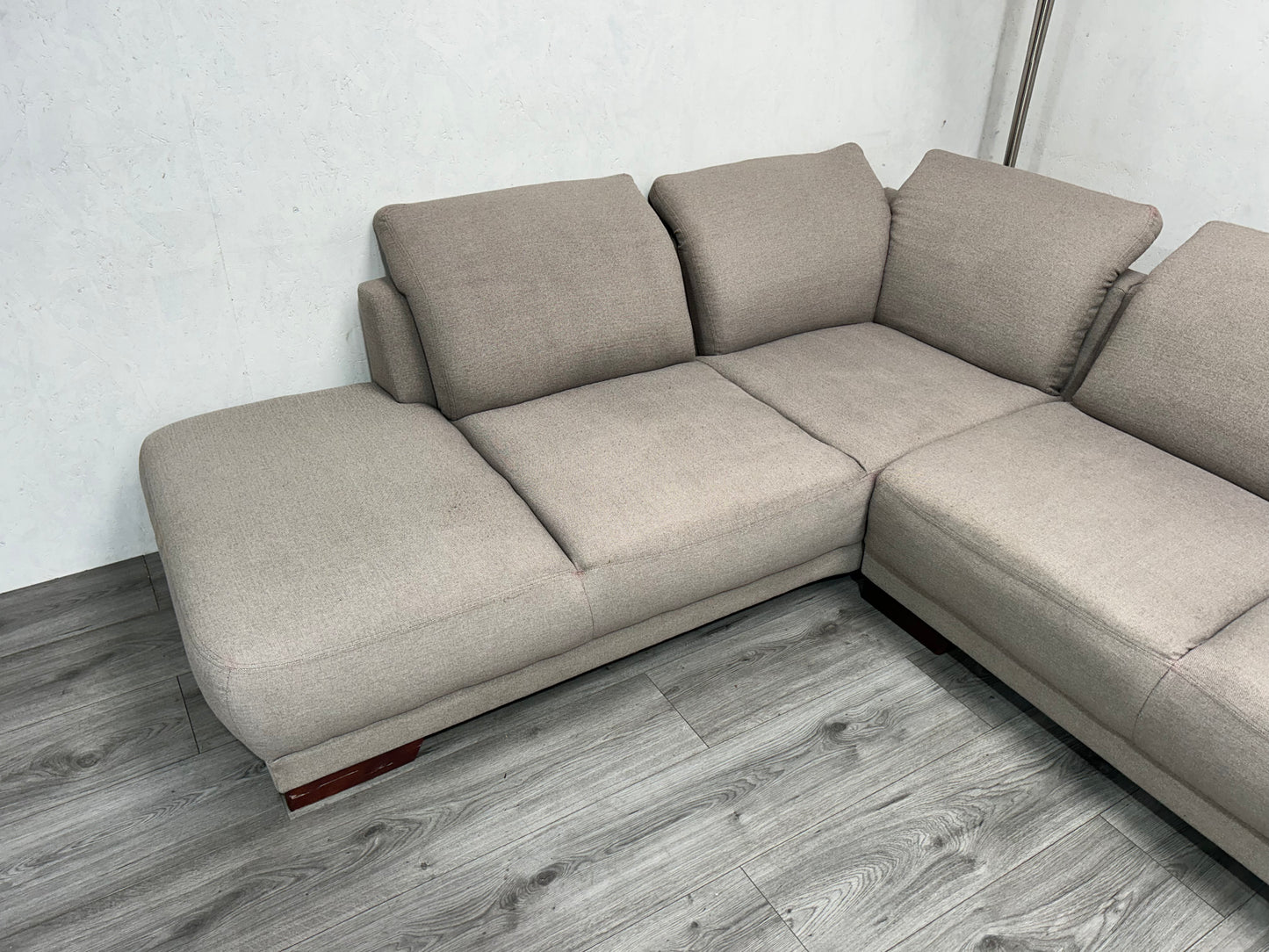 H&H Beige Hoekbank ~ Verstelbare Hoofdsteunen
