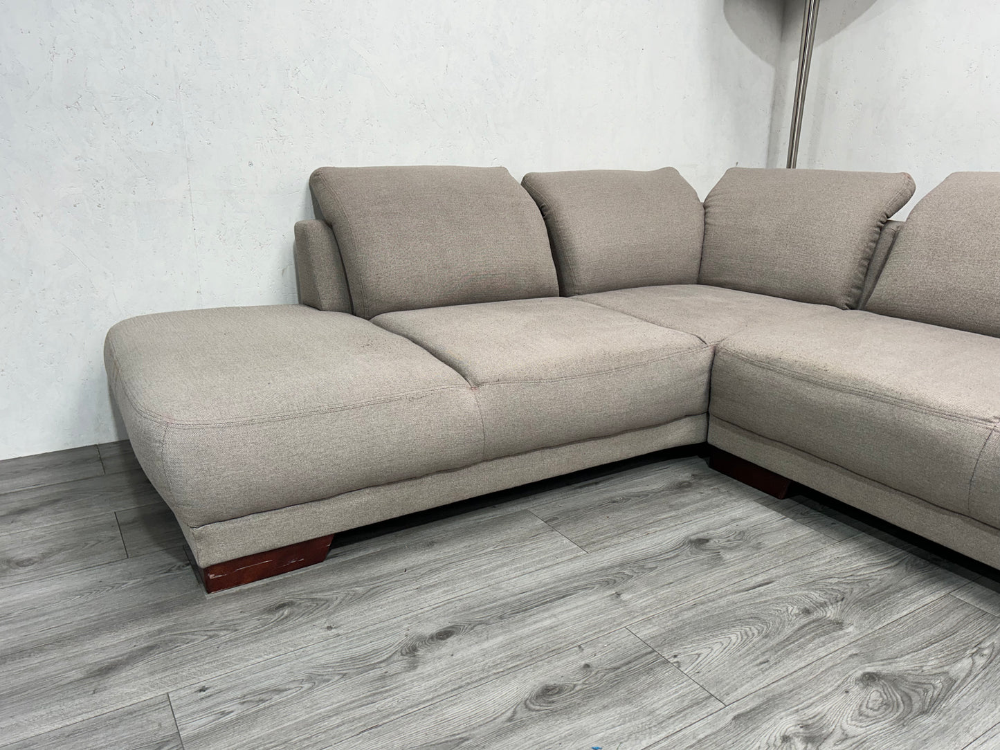 H&H Beige Hoekbank ~ Verstelbare Hoofdsteunen