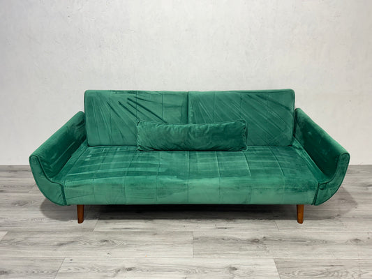 Velvet Groene 2,5-Zits Bank ~ Slaapfunctie