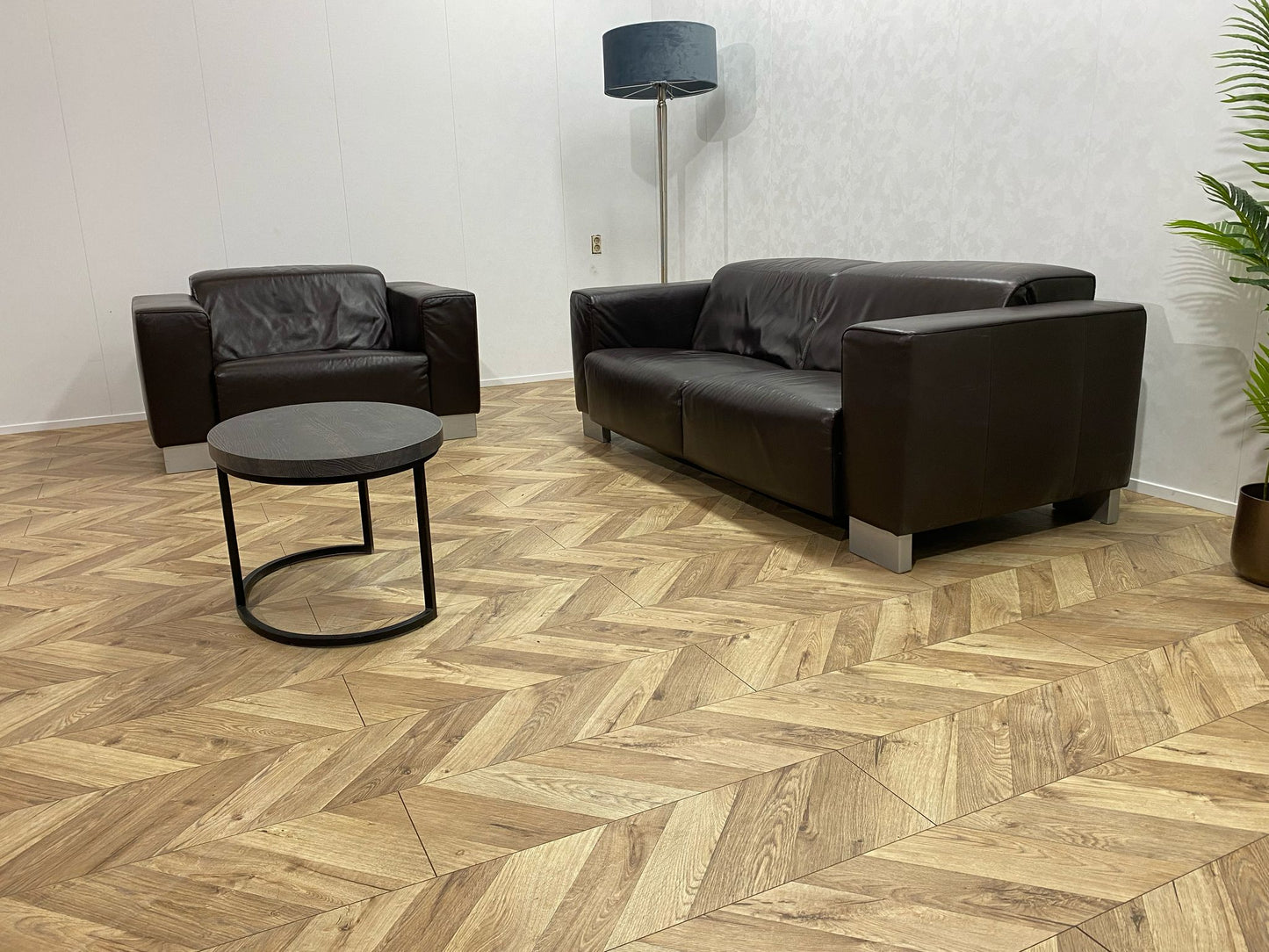 Zwarte Echt Lederen 2,5-Zits Bank Inc. Fauteuil