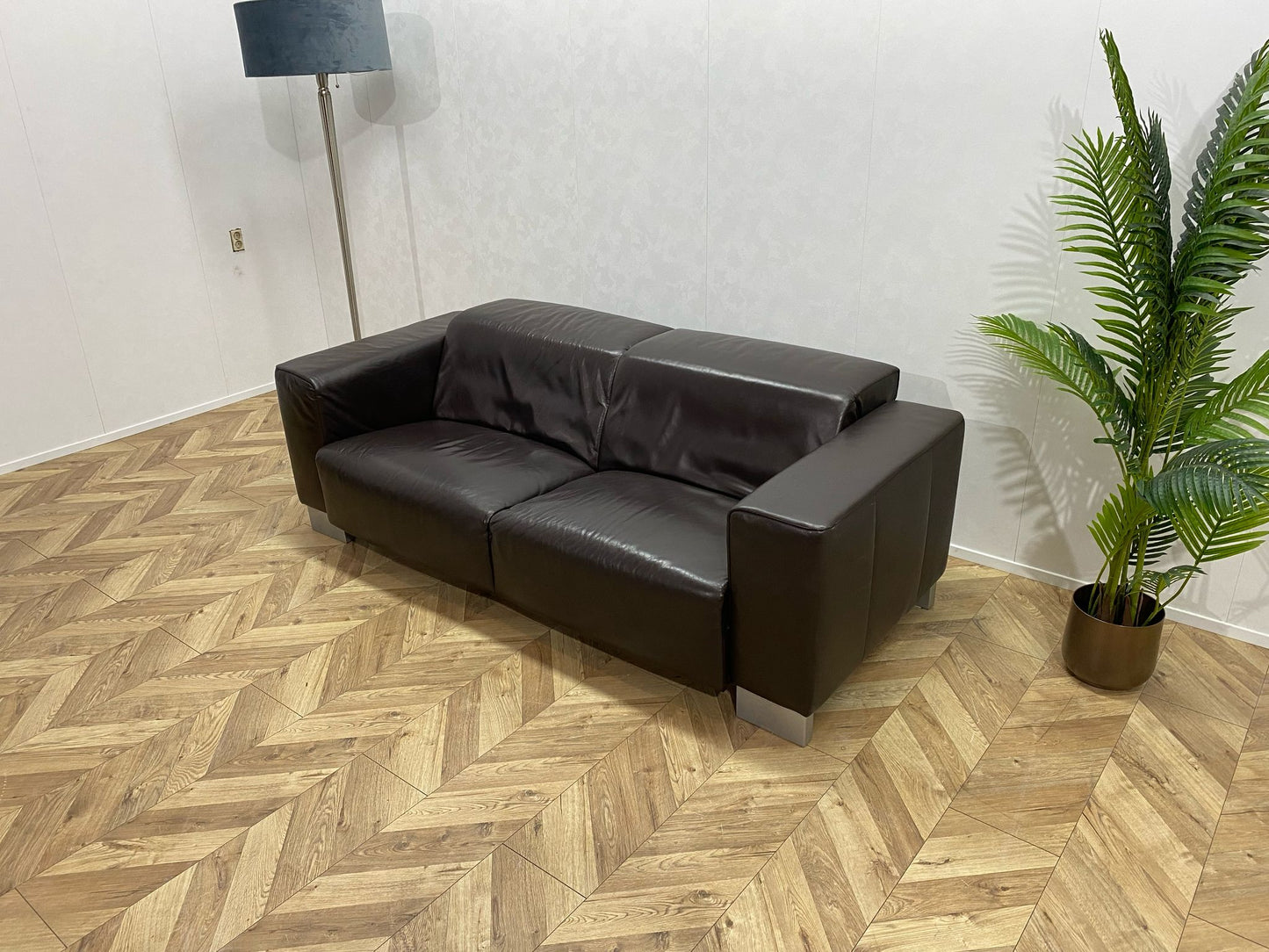 Zwarte Echt Lederen 2,5-Zits Bank Inc. Fauteuil