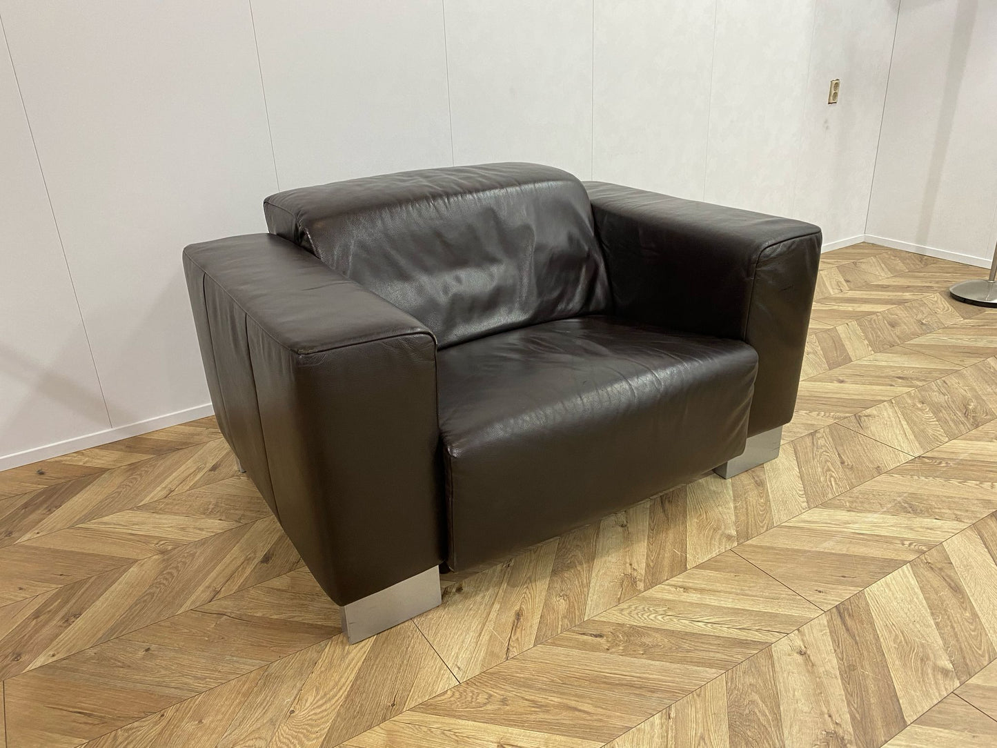 Zwarte Echt Lederen 2,5-Zits Bank Inc. Fauteuil