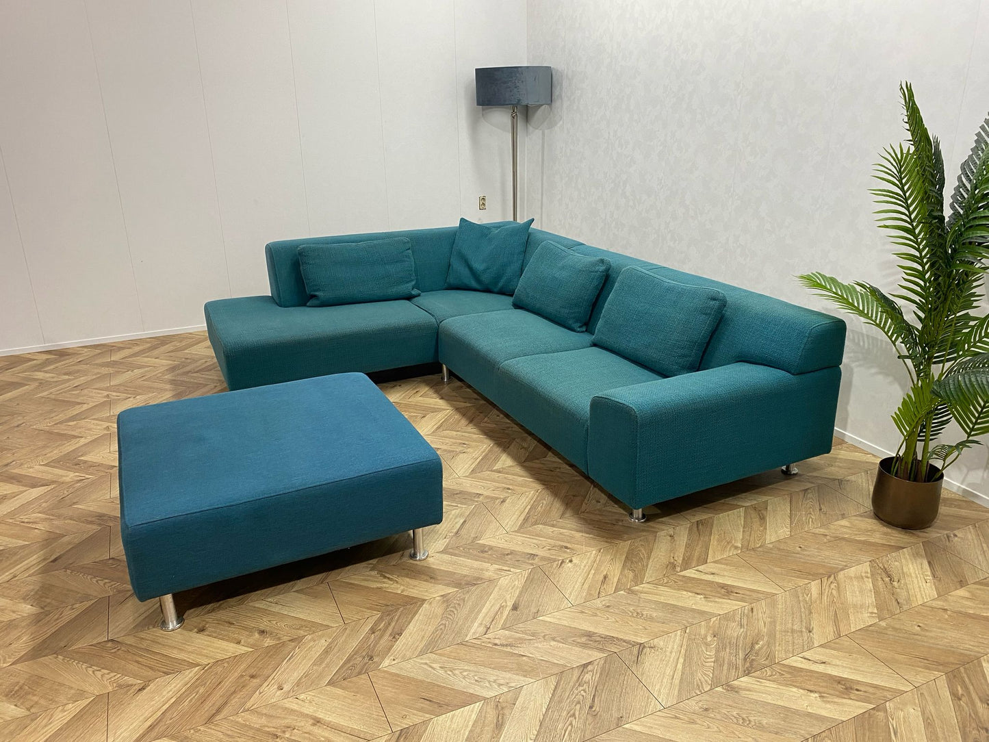 Turqouise Blauwe Hoekbank Inc. Hocker