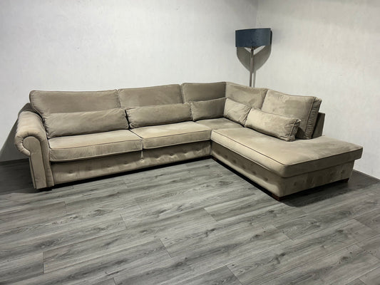 !Showroom Model! Beige Velvet Hoekbank