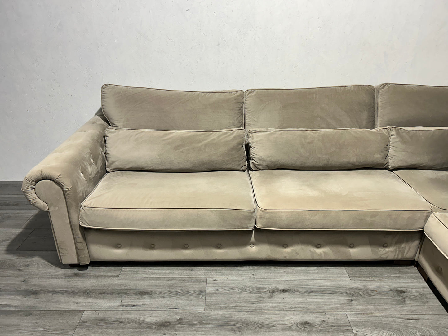 !Showroom Model! Beige Velvet Hoekbank