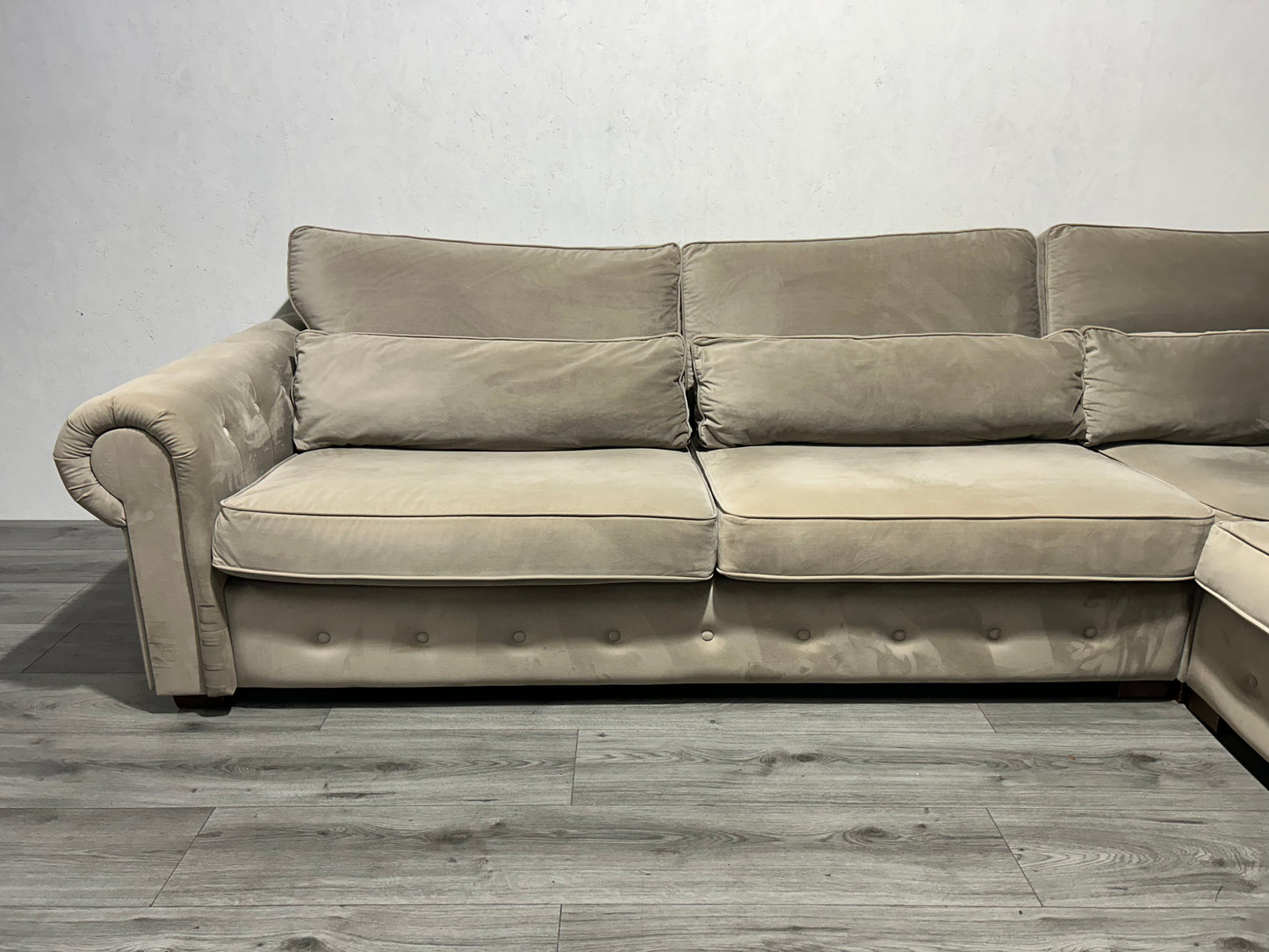 !Showroom Model! Beige Velvet Hoekbank