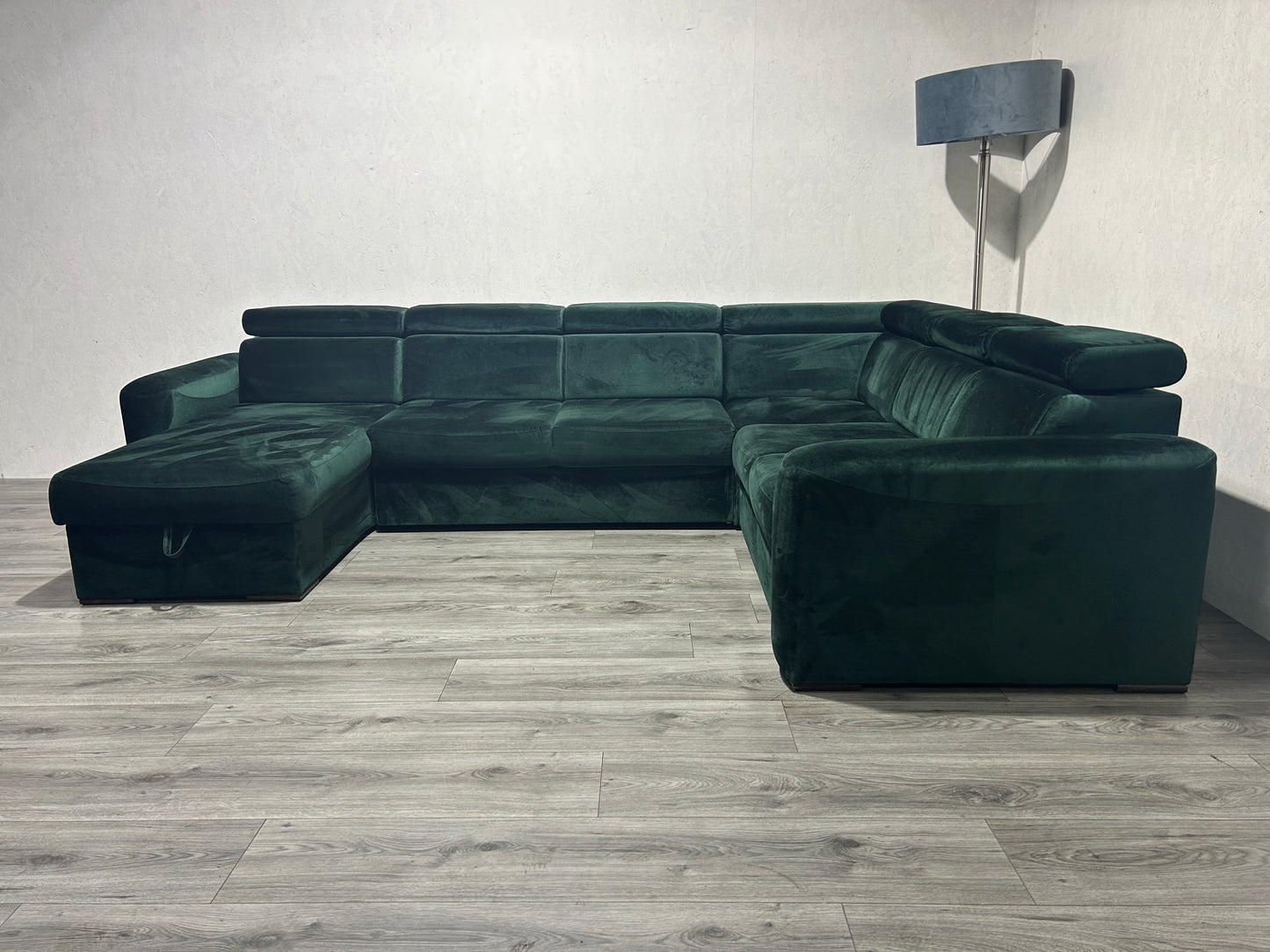 !Showroom Model! Donker Groene Velvet U Bank ~ Slaapfunctie ~ Opbergruimte