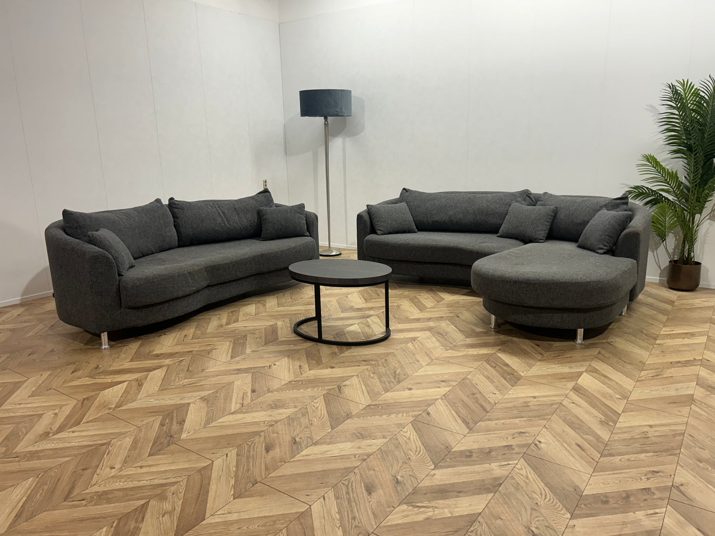 N-Joy Antraciet Design Banken Set ~ Losse Rugkussens Met Afneembare Hoezen