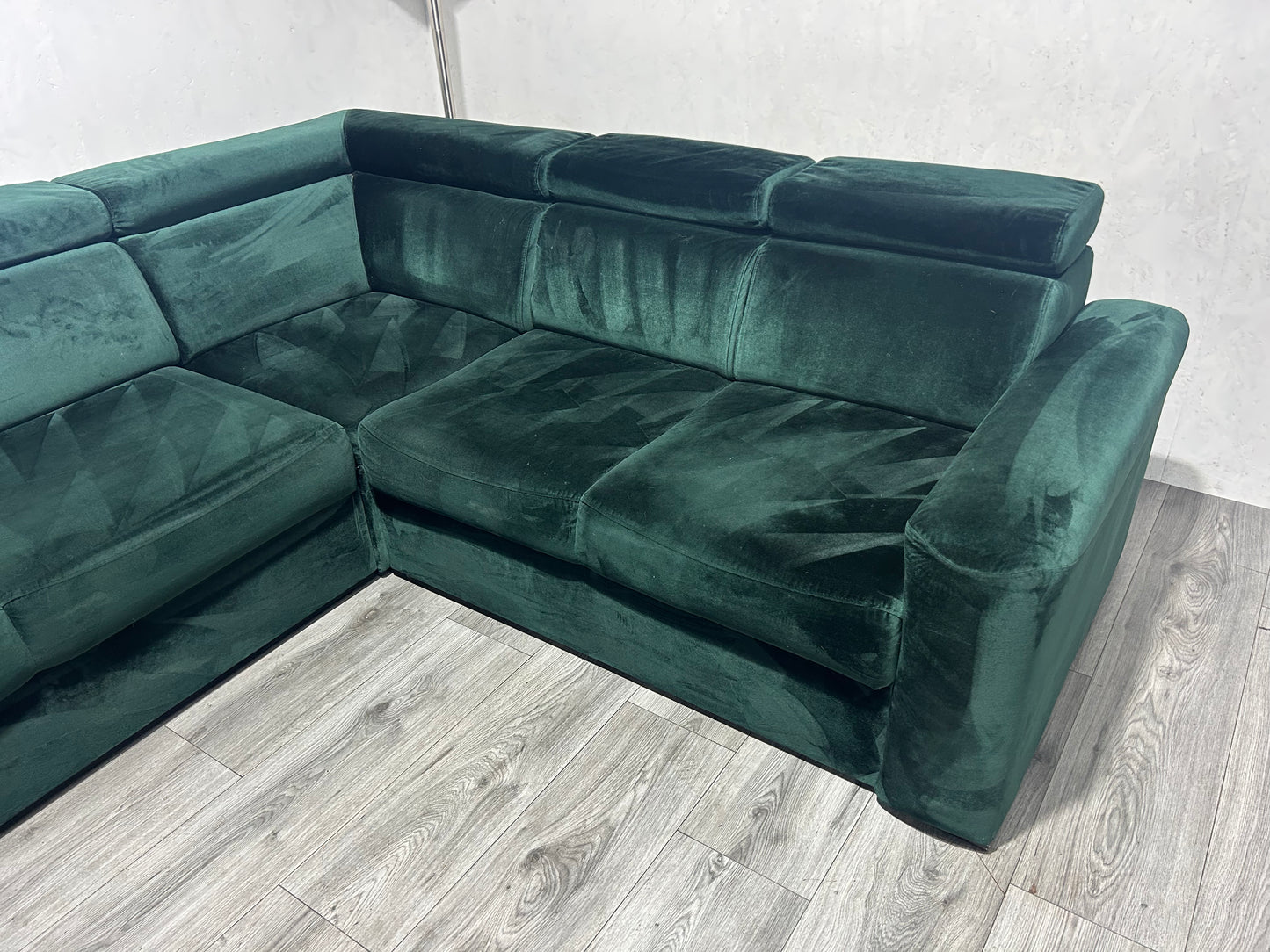 !Showroom Model! Donker Groene Velvet U Bank ~ Slaapfunctie ~ Opbergruimte