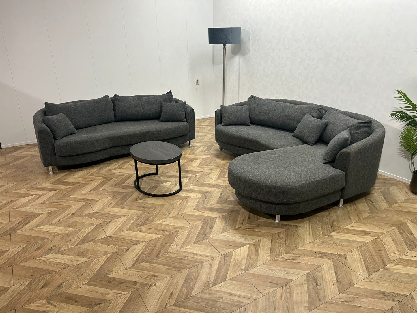 N-Joy Antraciet Design Banken Set ~ Losse Rugkussens Met Afneembare Hoezen