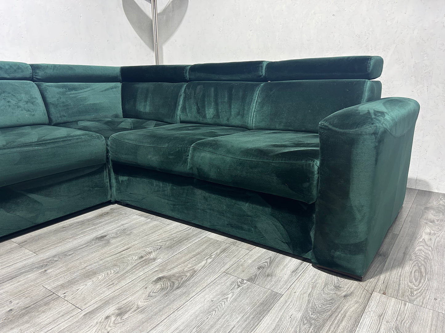!Showroom Model! Donker Groene Velvet U Bank ~ Slaapfunctie ~ Opbergruimte