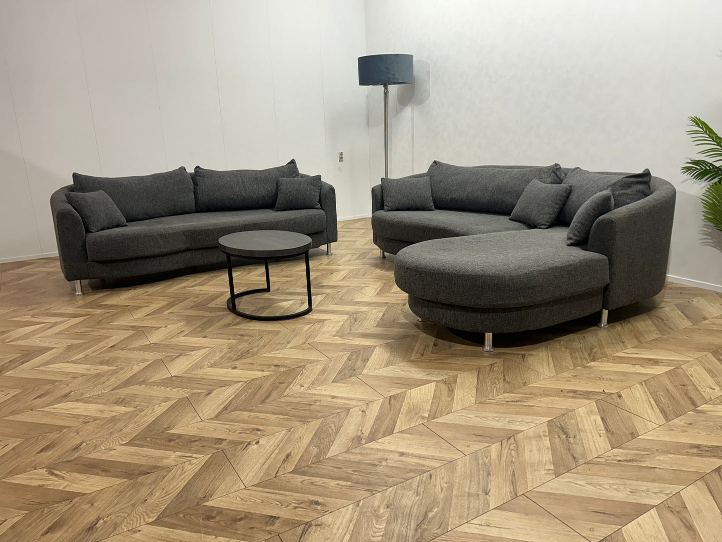 N-Joy Antraciet Design Banken Set ~ Losse Rugkussens Met Afneembare Hoezen