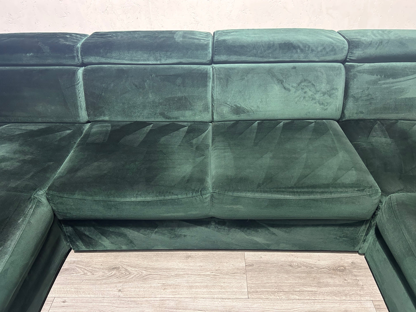 !Showroom Model! Donker Groene Velvet U Bank ~ Slaapfunctie ~ Opbergruimte