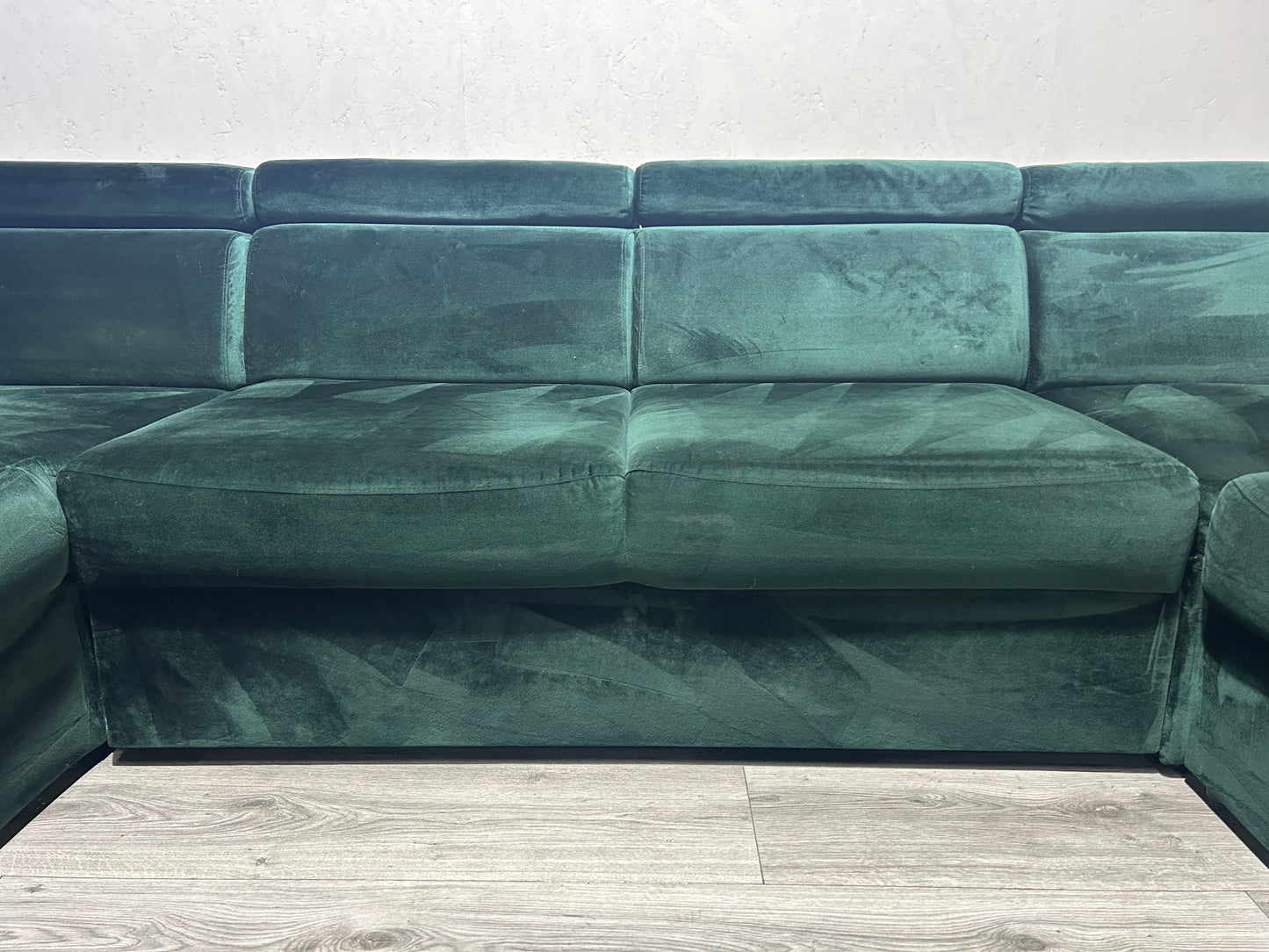 !Showroom Model! Donker Groene Velvet U Bank ~ Slaapfunctie ~ Opbergruimte