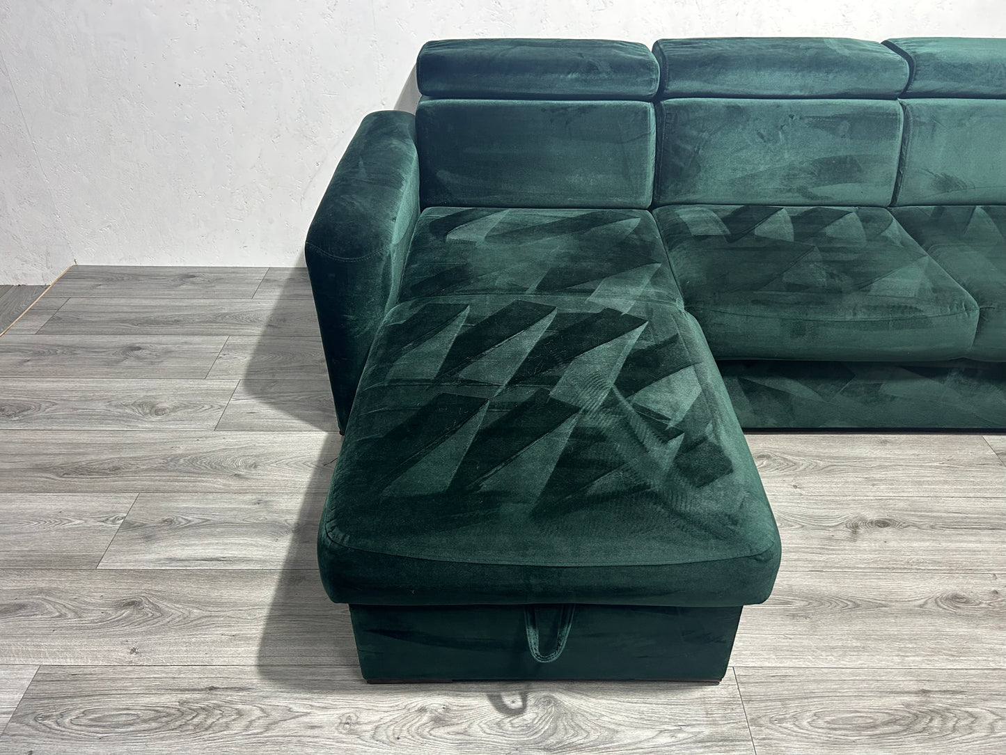 !Showroom Model! Donker Groene Velvet U Bank ~ Slaapfunctie ~ Opbergruimte