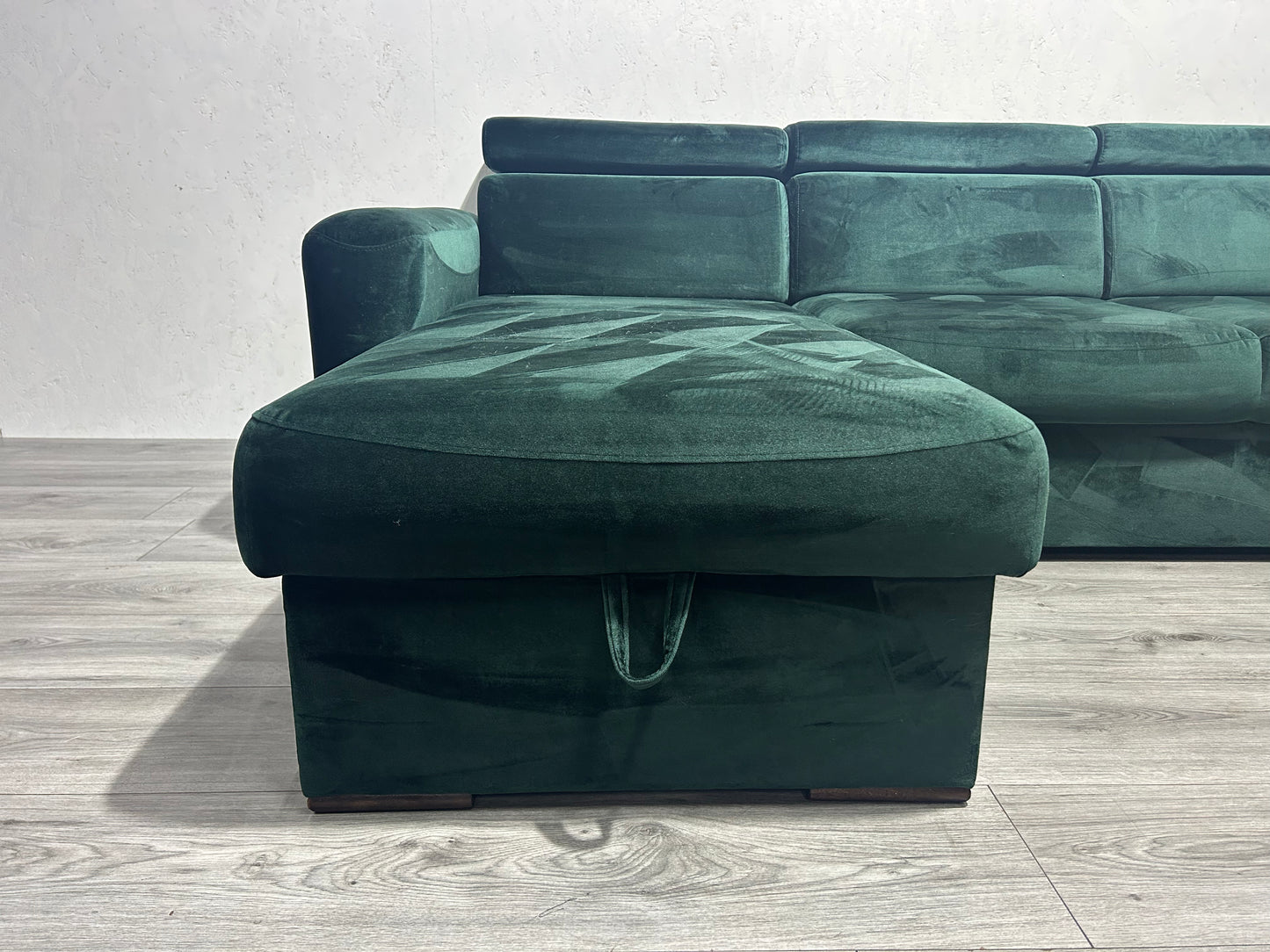 !Showroom Model! Donker Groene Velvet U Bank ~ Slaapfunctie ~ Opbergruimte